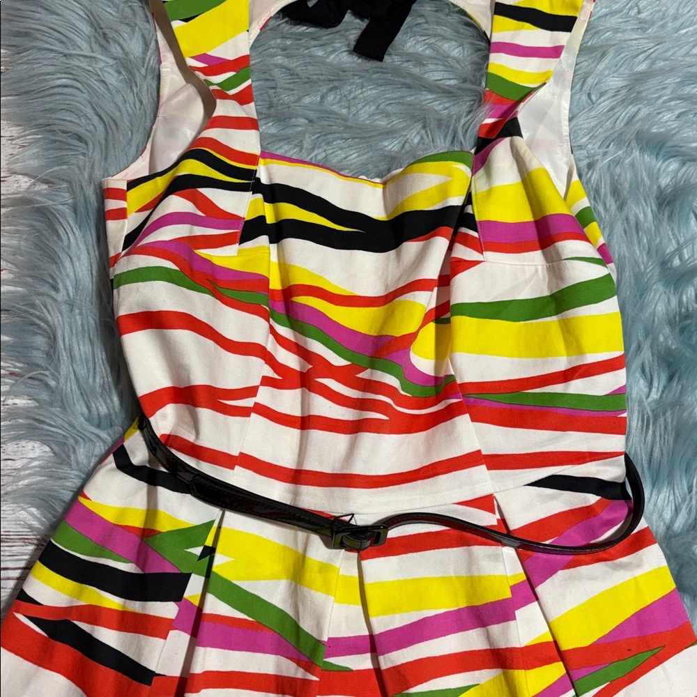 David Meister Multicolor Striped Mini Dress sz 8 - Picture 3 of 10